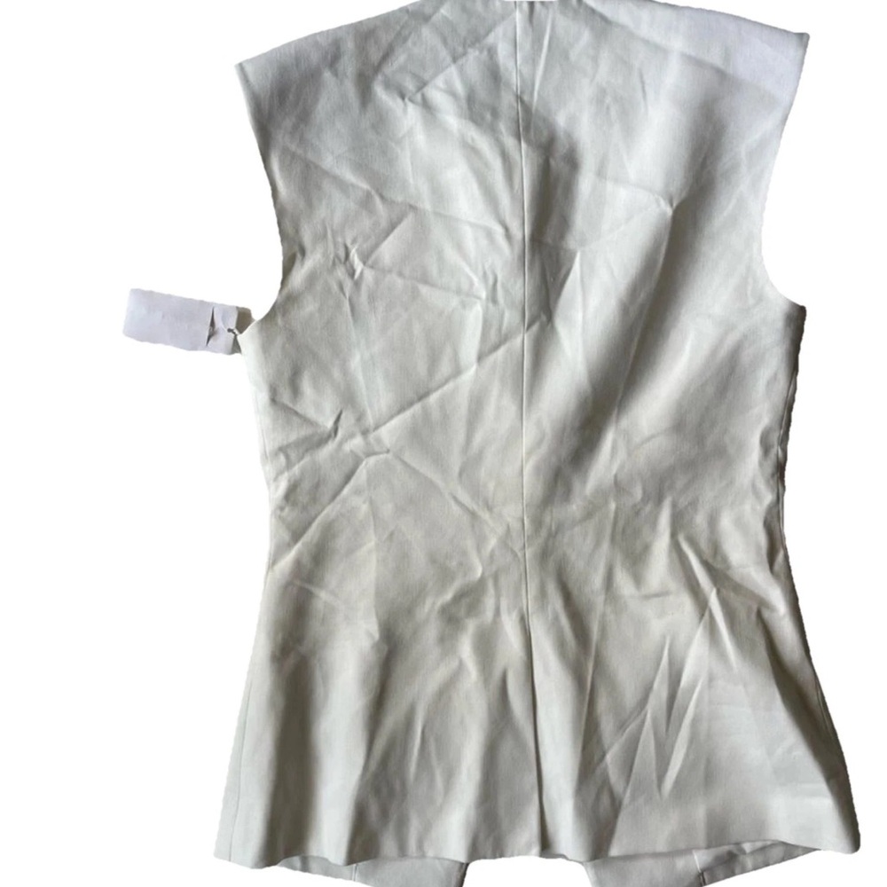 ✨NWT ✨ Veronica Beard Tamara Linen Vest Off-White Single-Breasted Split-Hem Vest - Picture 4 of 12